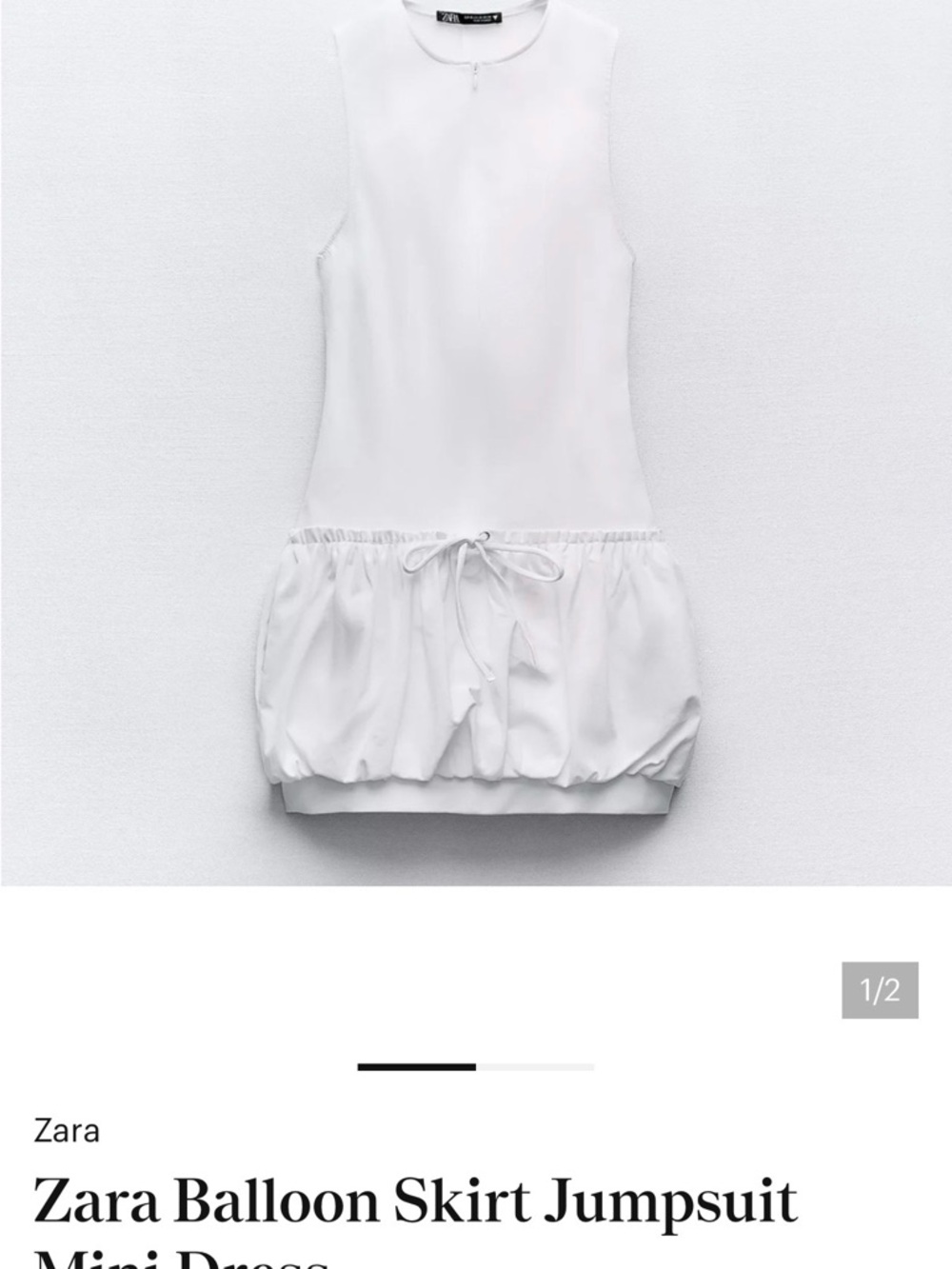 Zara White Balloon-Skirt Jumpsuit